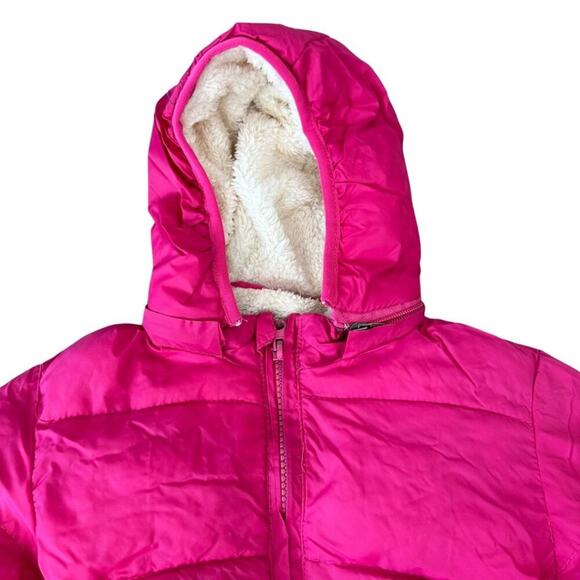 Removable Hoodie Puffer Jacket Sherpa Lined Hot Pink 3T - Picture 3 of 12